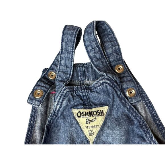 6M OshKosh B' Gosh Light Denim Bib Overalls Blue Jean Jogger Style Drawstring - Picture 7 of 11